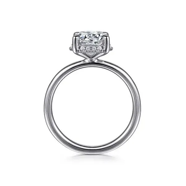 14K White Gold Round Hidden Halo Diamond Engagement Ring Mounting Image 3 Gray's Jewelers Bespoke Saint James, NY