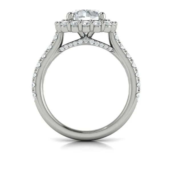 Platinum Diamond Halo Semi Mount Engagement Ring Mounting Image 3 Gray's Jewelers Bespoke Saint James, NY