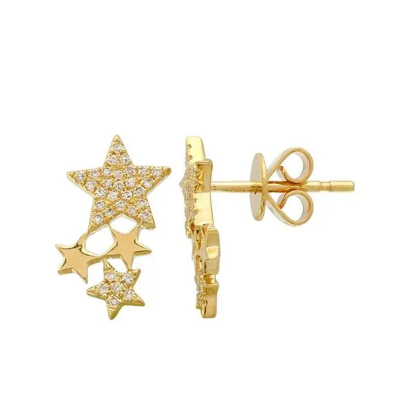 14K Yellow Gold Diamond Star Stud Earrings similar item image