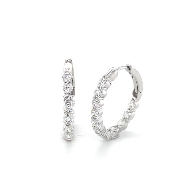 18K White Gold Diamond Inside-Out Oval Shape Hoop Earrings Gray's Jewelers Bespoke Saint James, NY