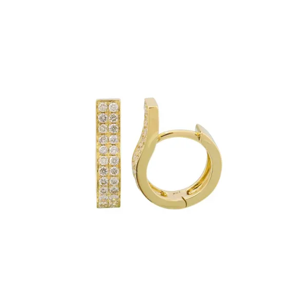 14K Yellow Gold Diamond Hoop Earring Gray's Jewelers Bespoke Saint James, NY