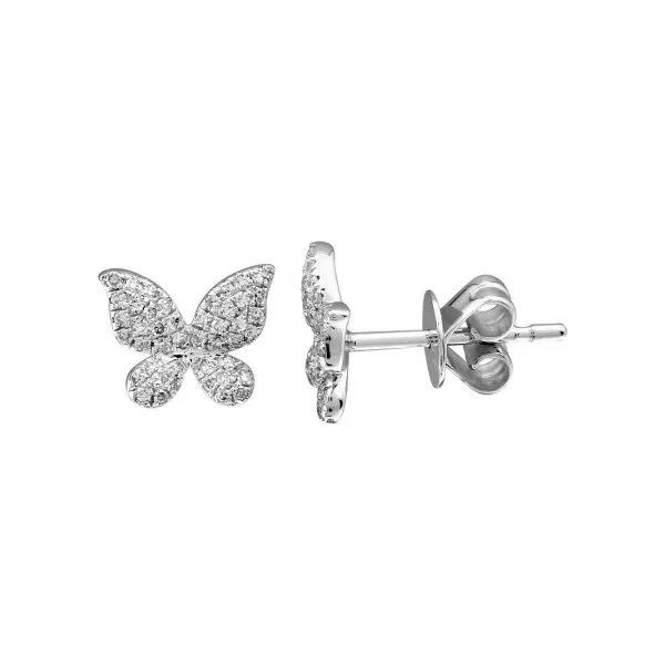14K White Gold Butterfly Stud Earring Gray's Jewelers Bespoke Saint James, NY