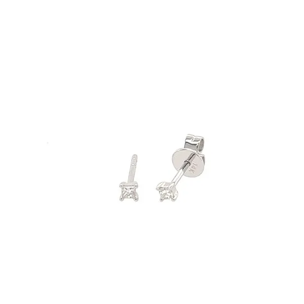 14K White Gold Diamond Princess Cut Stud Earrings Gray's Jewelers Bespoke Saint James, NY