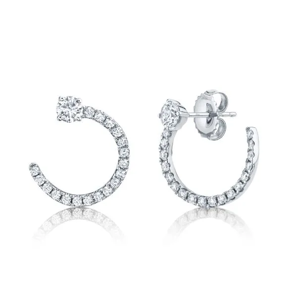 14K WHITE GOLD DIAMOND SEMI-CIRCLE EARRING Gray's Jewelers Bespoke Saint James, NY