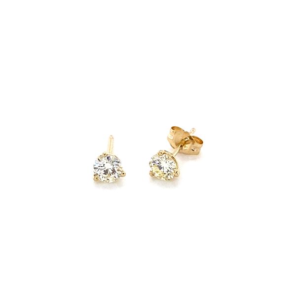 14k Yellow Gold Diamond Stud Earrings Martini Settings Gray's Jewelers Bespoke Saint James, NY