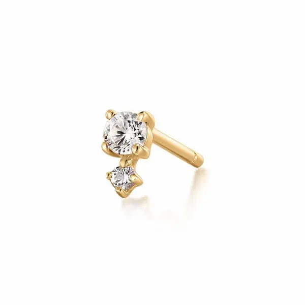 14K Yellow Gold Diamond Stud Single Earring Gray's Jewelers Bespoke Saint James, NY