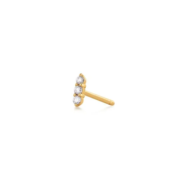 Agnes 14K Yellow Gold Triple Diamond Stud Single Earring Gray's Jewelers Bespoke Saint James, NY