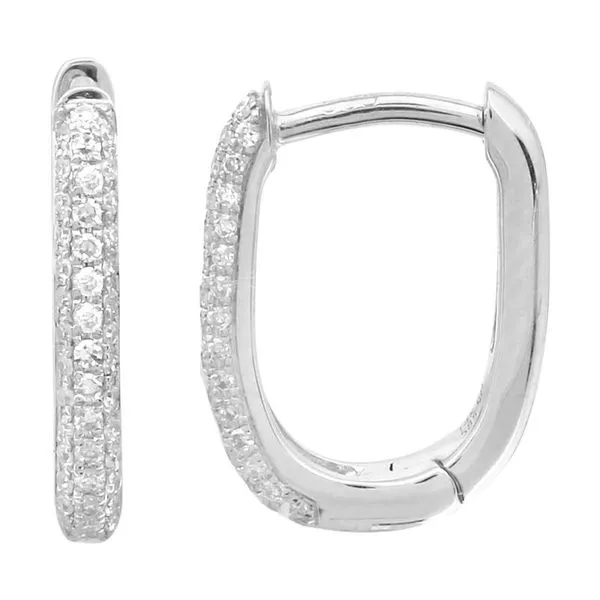 14K WHITE GOLD ELONGATED DIAMOND HUGGIE Gray's Jewelers Bespoke Saint James, NY