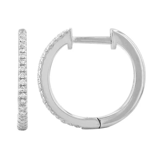14K White Gold Diamond Huggie Earring Gray's Jewelers Bespoke Saint James, NY