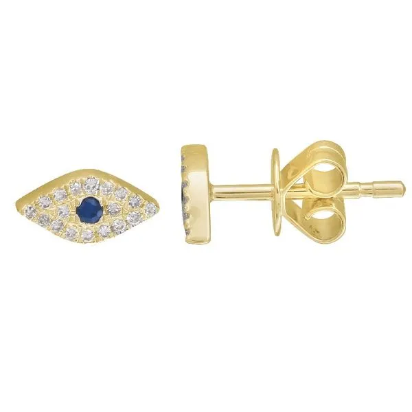 14K YELLOW GOLD DIAMOND AND SAPPHIRE EVIL EYE Gray's Jewelers Bespoke Saint James, NY