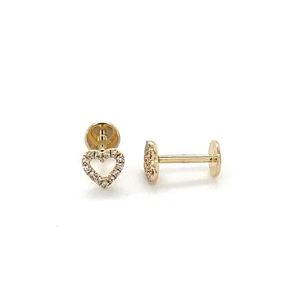 14K Yellow Gold Diamond Open Heart Earrings Gray's Jewelers Bespoke Saint James, NY