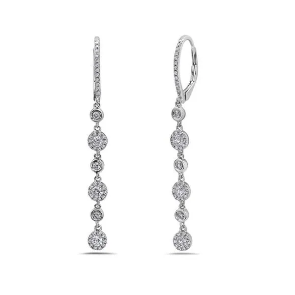 14K White Gold Diamond Dangle Earrings Gray's Jewelers Bespoke Saint James, NY