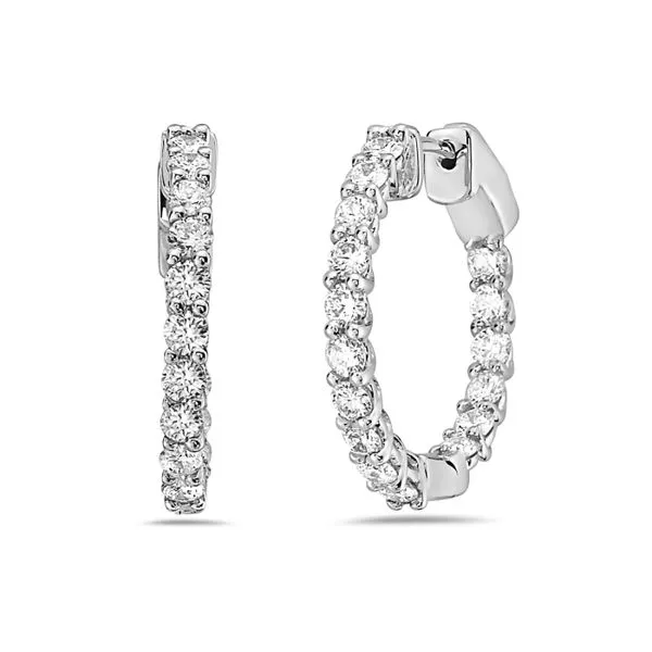 18K White Gold Diamond Inside Out Hoop Earrings Gray's Jewelers Bespoke Saint James, NY