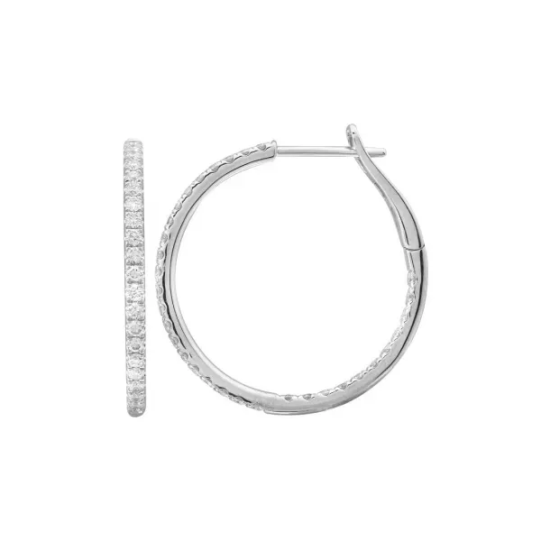 14K White Gold Diamond Inside Out Hoop Earrings Gray's Jewelers Bespoke Saint James, NY