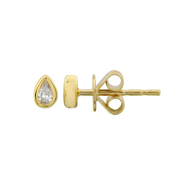 14K Yellow Gold Pear Shape Diamond Stud Earrings Gray's Jewelers Bespoke Saint James, NY