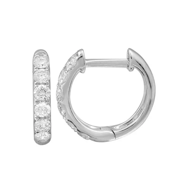14K WHITE GOLD DIAMOND HUGGIE Gray's Jewelers Bespoke Saint James, NY