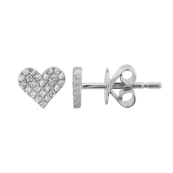 14K WHITE DIAMOND HEART STUD Gray's Jewelers Bespoke Saint James, NY