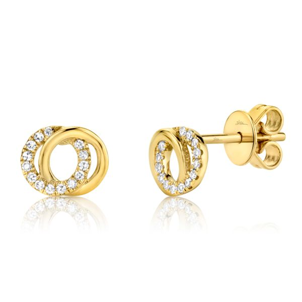 14K YELLOW GOLD DIAMOND LOVE KNOT CIRCLE EARRING Gray's Jewelers Bespoke Saint James, NY