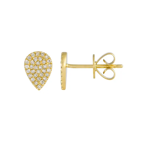 14k Yellow Gold Pear Diamond Stud Earrings Gray's Jewelers Bespoke Saint James, NY