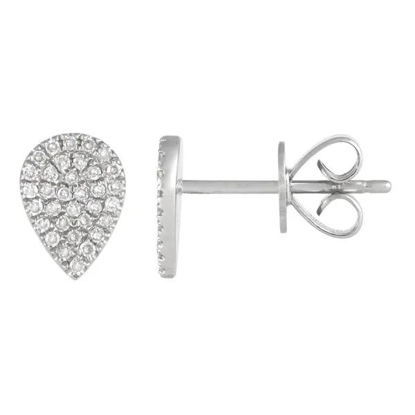 14k White Gold Pear Diamond Stud Earrings Gray's Jewelers Bespoke Saint James, NY