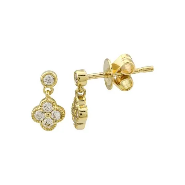 14k Yellow Gold Clover Diamond Earrings Gray's Jewelers Bespoke Saint James, NY