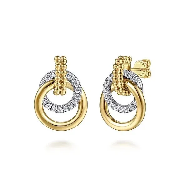 14K White & Yellow Gold Bujukan Diamond Stud Earrings Gray's Jewelers Bespoke Saint James, NY