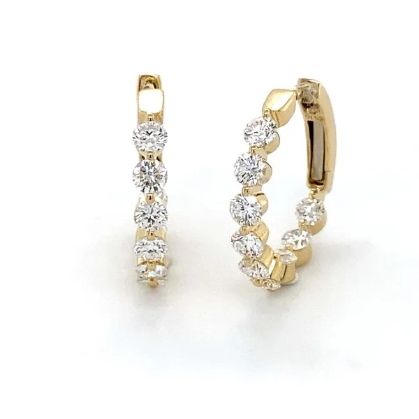 14K Yellow Gold Diamond Inside/Out Hoop Earrings Gray's Jewelers Bespoke Saint James, NY