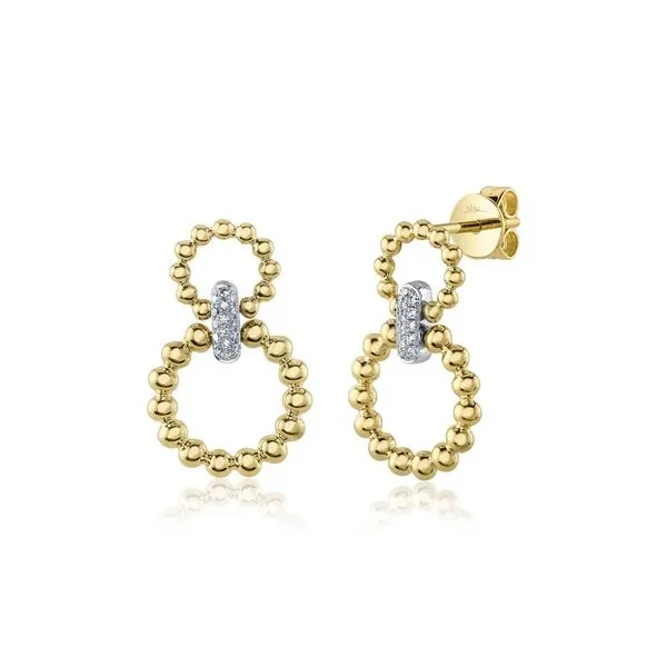 14K Yellow and White Gold Diamond Circle Earrings Gray's Jewelers Bespoke Saint James, NY