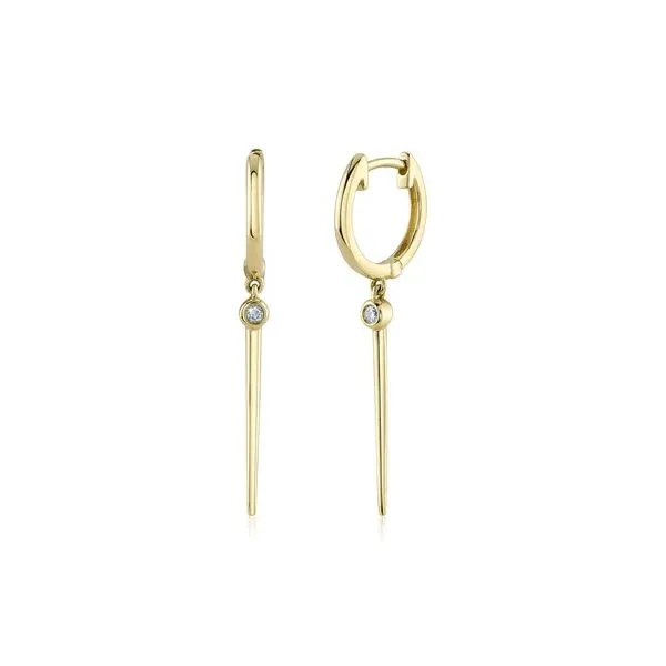 14K Yellow Gold Diamond Bezel Huggie Earrings Gray's Jewelers Bespoke Saint James, NY
