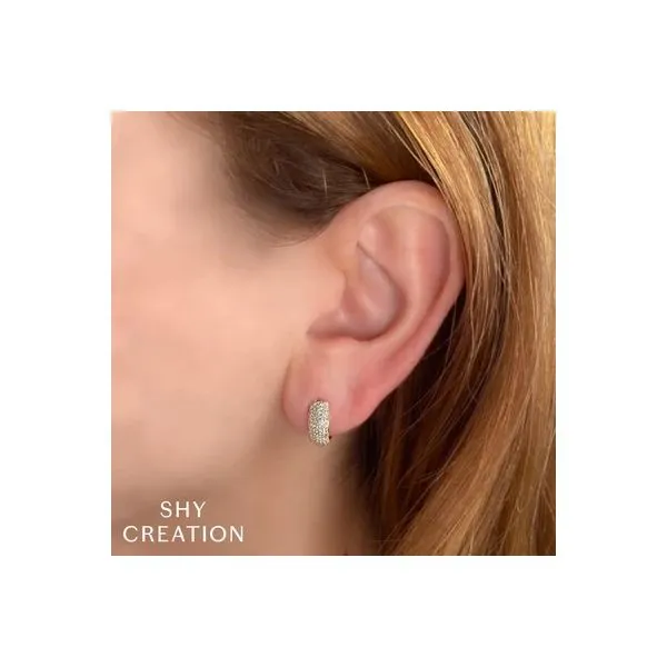 14K White Gold Diamond Huggie Earrings Image 2 Gray's Jewelers Bespoke Saint James, NY