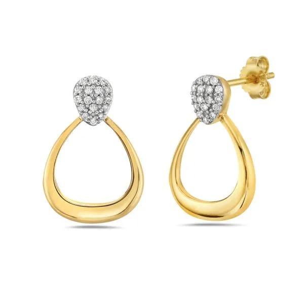 14K Yellow Gold Diamond Earrings Gray's Jewelers Bespoke Saint James, NY