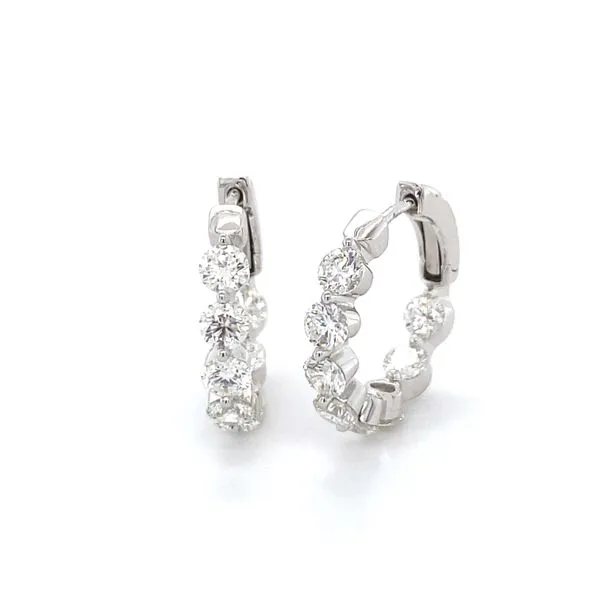 18K White Gold Diamond Inside/Out Hoop Earrings Gray's Jewelers Bespoke Saint James, NY