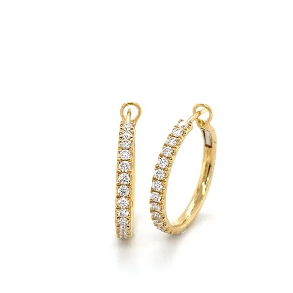 18K Yellow Gold Diamond Hoop Earring Gray's Jewelers Bespoke Saint James, NY