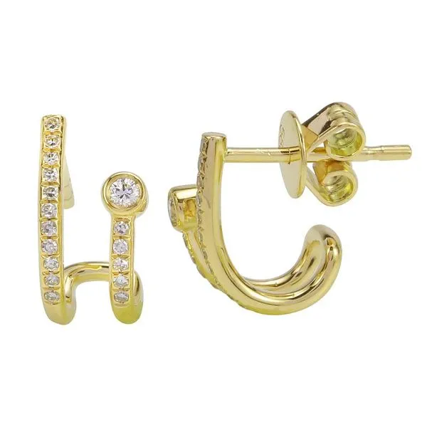 14K Yellow Gold Diamond Lobe Stud Earrings Gray's Jewelers Bespoke Saint James, NY