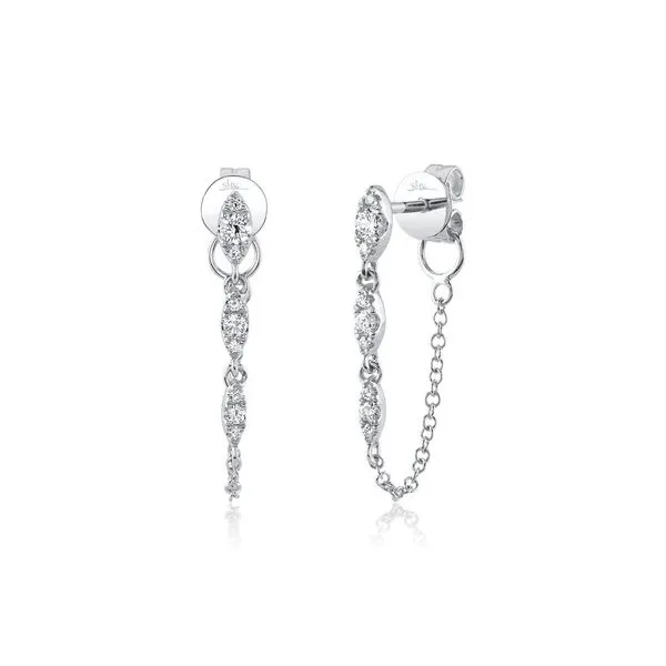 14K White Gold Diamond Chain  Earrings Gray's Jewelers Bespoke Saint James, NY
