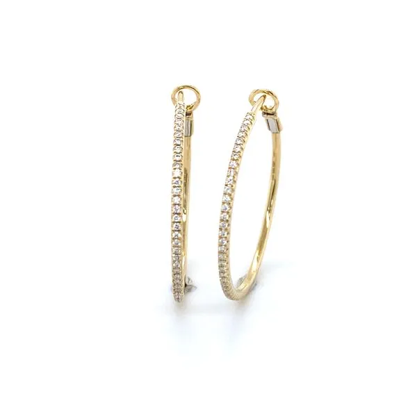14K Yellow Gold Diamond Hoop Earrings Gray's Jewelers Bespoke Saint James, NY