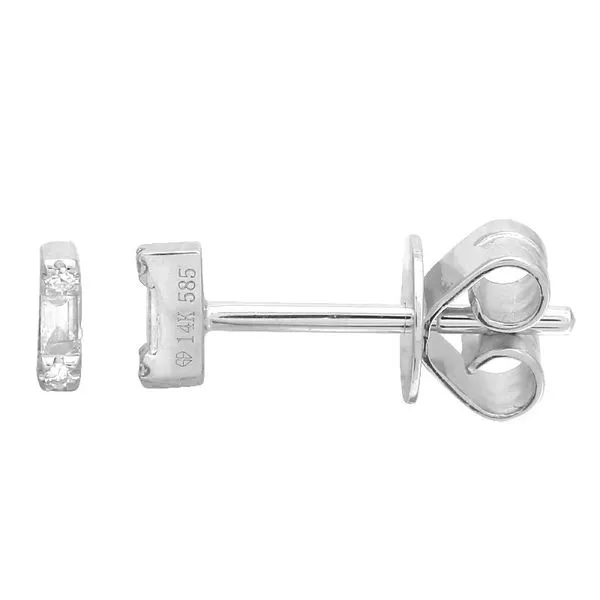 14k White Gold Bar Diamond Stud Earrings Gray's Jewelers Bespoke Saint James, NY