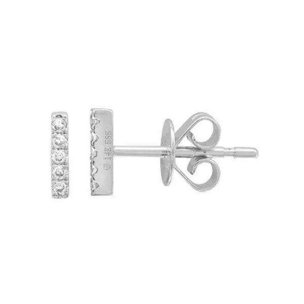 14K White Gold Diamond Bar Stud Earrings Gray's Jewelers Bespoke Saint James, NY