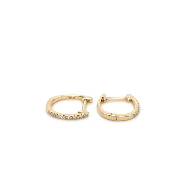 14K Yellow Gold Diamond Huggie Earrings Gray's Jewelers Bespoke Saint James, NY
