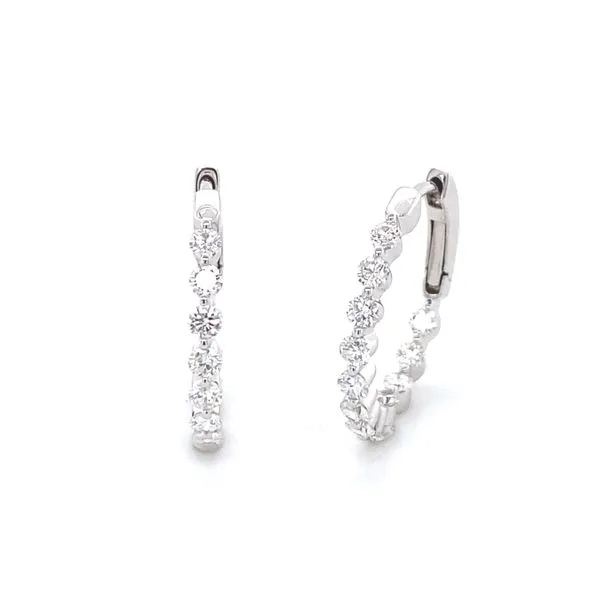 14k White Gold Diamond Inside/Outside Hoop Earrings 1.00 TW Gray's Jewelers Bespoke Saint James, NY