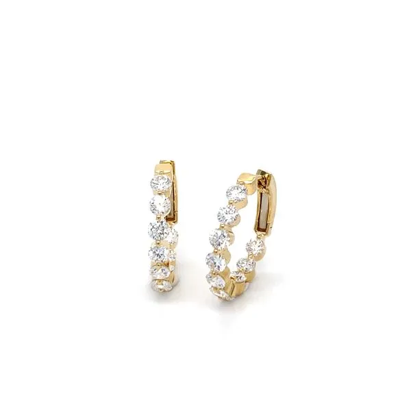 18K Yellow Gold Diamond Inside/Outside Hoop Earrings Gray's Jewelers Bespoke Saint James, NY