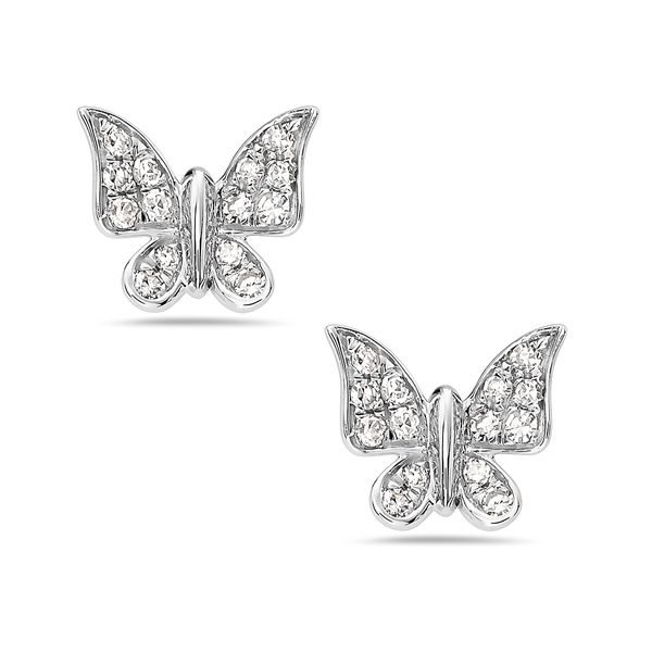14K White Gold Diamond Butterfly Earrings Gray's Jewelers Bespoke Saint James, NY