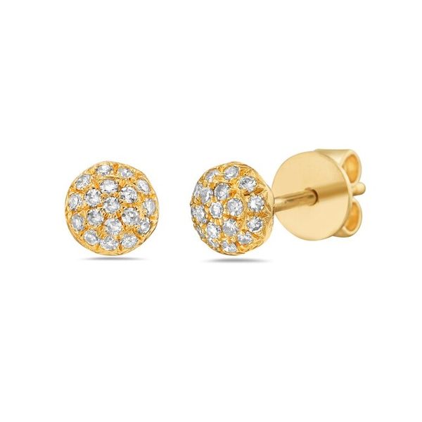 14K Yellow Gold Pave Diamond Earrings Gray's Jewelers Bespoke Saint James, NY