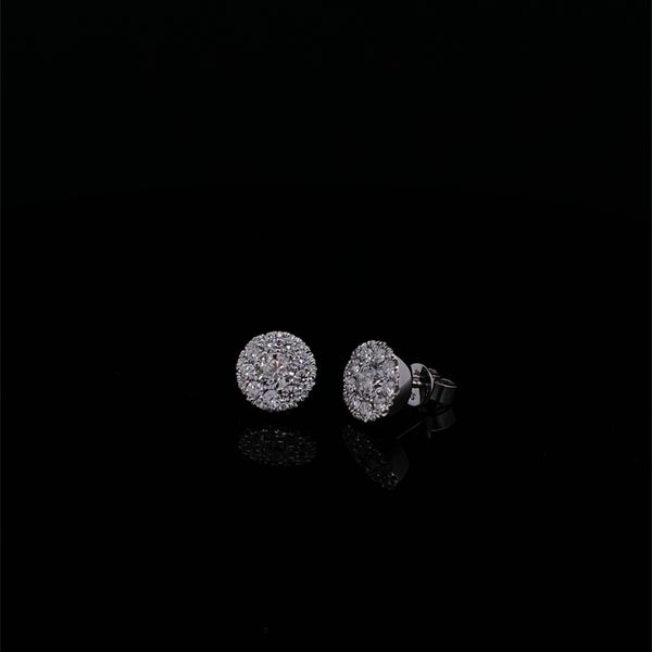14K White Gold Diamond Cluster Earrings Gray's Jewelers Bespoke Saint James, NY