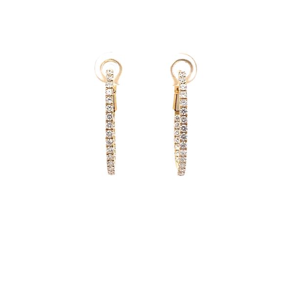 14K Yellow Gold Diamond Inside/Out Oval Hoop Earrings Image 2 Gray's Jewelers Bespoke Saint James, NY