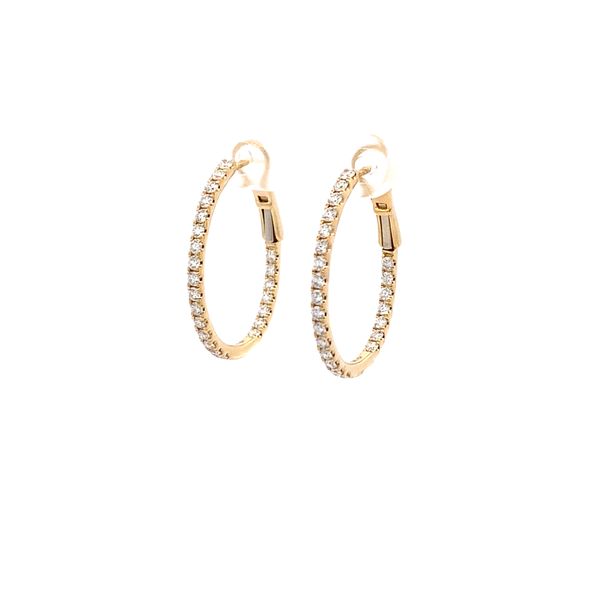 14K Yellow Gold Diamond Inside/Out Oval Hoop Earrings Gray's Jewelers Bespoke Saint James, NY