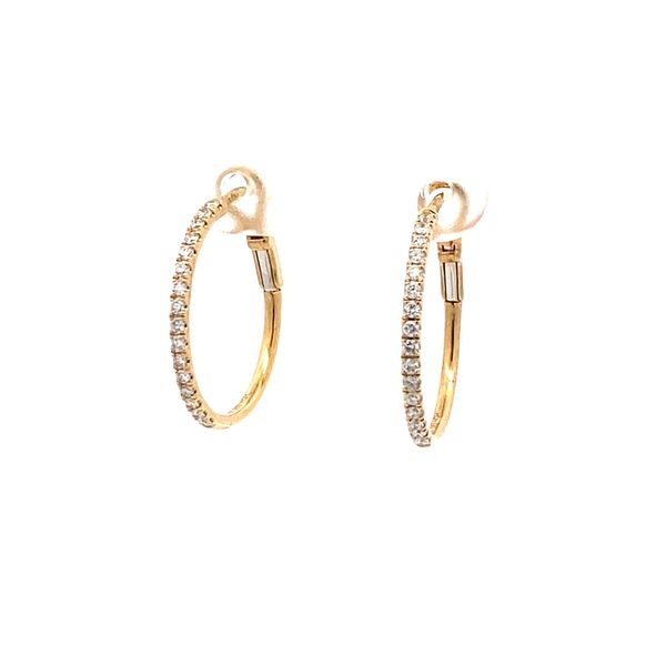 14K Yellow Gold Diamond Hoop Earrings Gray's Jewelers Bespoke Saint James, NY