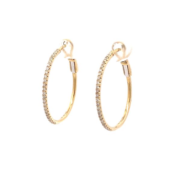 14K Yellow Gold Diamond Hoop Earrings Gray's Jewelers Bespoke Saint James, NY