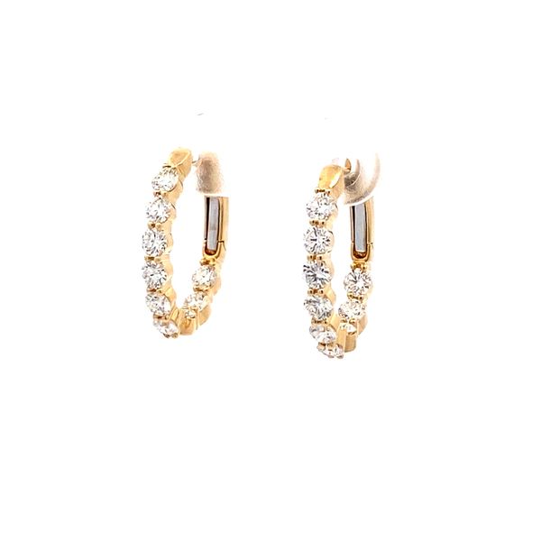14K Yellow Gold Diamond Inside/Out Oval Hoop Earrings Gray's Jewelers Bespoke Saint James, NY