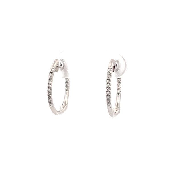 14K White Gold Diamond Inside/Out Hoop Earrings Gray's Jewelers Bespoke Saint James, NY